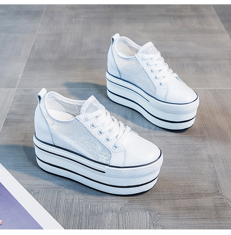 Lace Hollowed Breathable Inner Heightening Shoes - Image 4