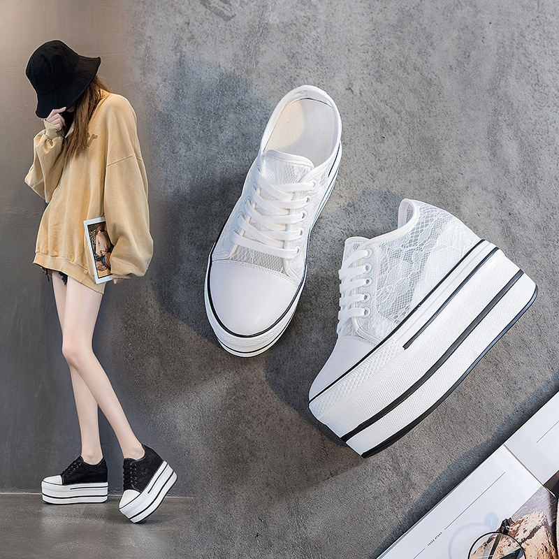 Lace Hollowed Breathable Inner Heightening Shoes - Image 7