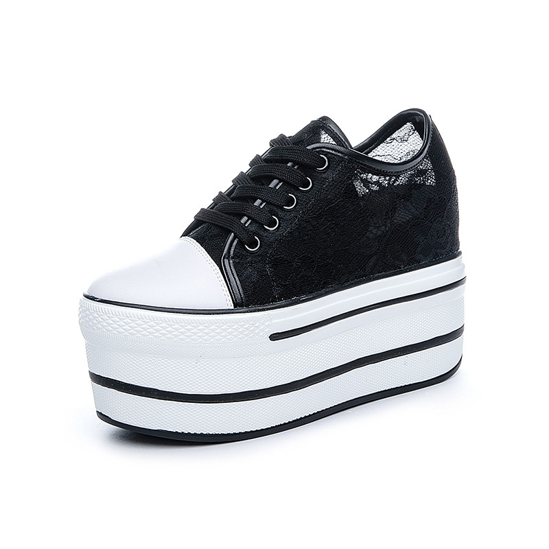 Lace Hollowed Breathable Inner Heightening Shoes - Image 5