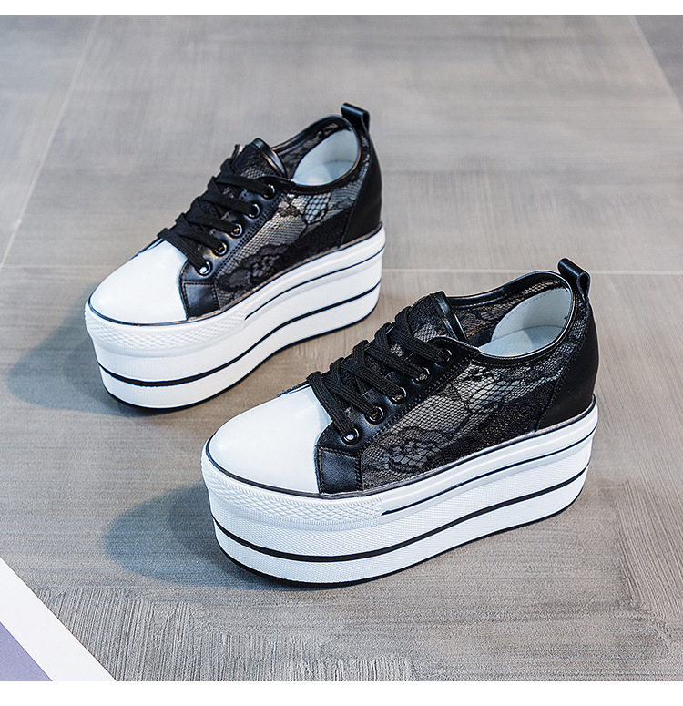 Lace Hollowed Breathable Inner Heightening Shoes - Image 6